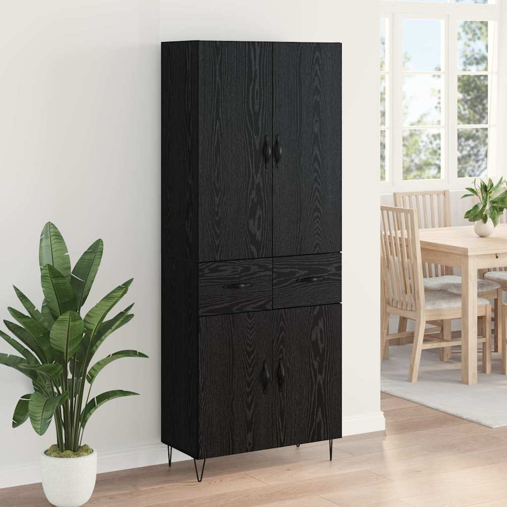Highboard 2 Stk. Schwarz Eichen-Optik 69,5 x 34 x 180 cm