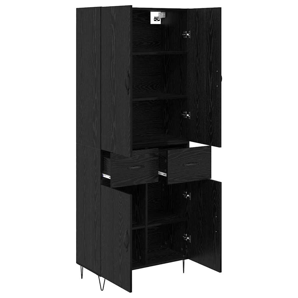 Highboard 2 Stk. Schwarz Eichen-Optik 69,5 x 34 x 180 cm