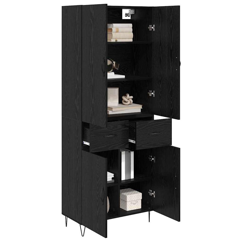 Highboard 2 Stk. Schwarz Eichen-Optik 69,5 x 34 x 180 cm