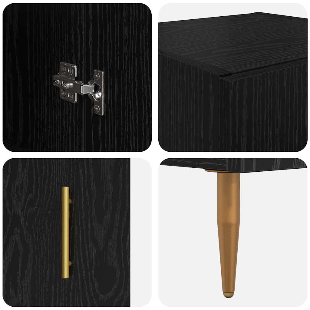 Highboard 2 stk. Schwarz Eichen-Optik 34,5 x 34 x 180 cm