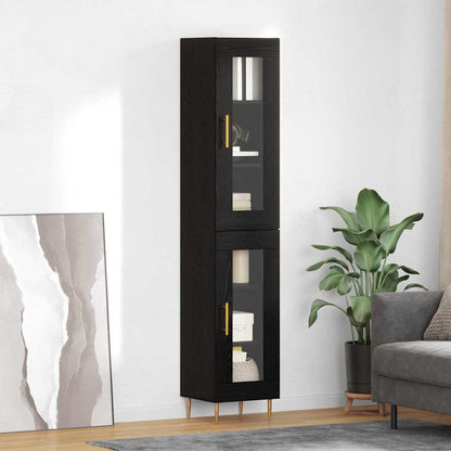 Highboard 2 stk. Schwarz Eichen-Optik 34,5 x 34 x 180 cm