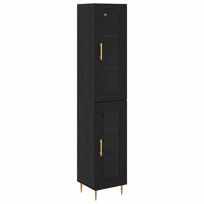 Highboard 2 stk. Schwarz Eichen-Optik 34,5 x 34 x 180 cm
