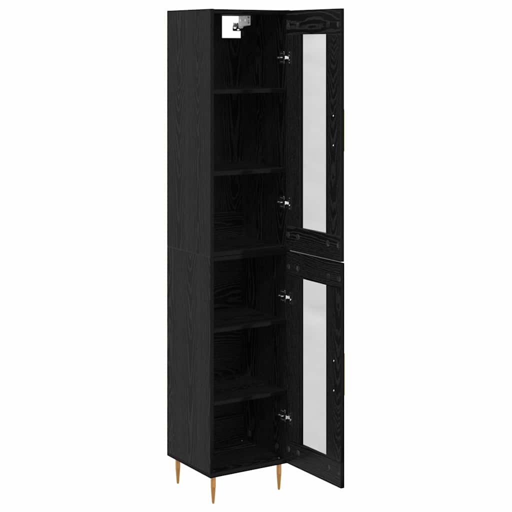 Highboard 2 stk. Schwarz Eichen-Optik 34,5 x 34 x 180 cm