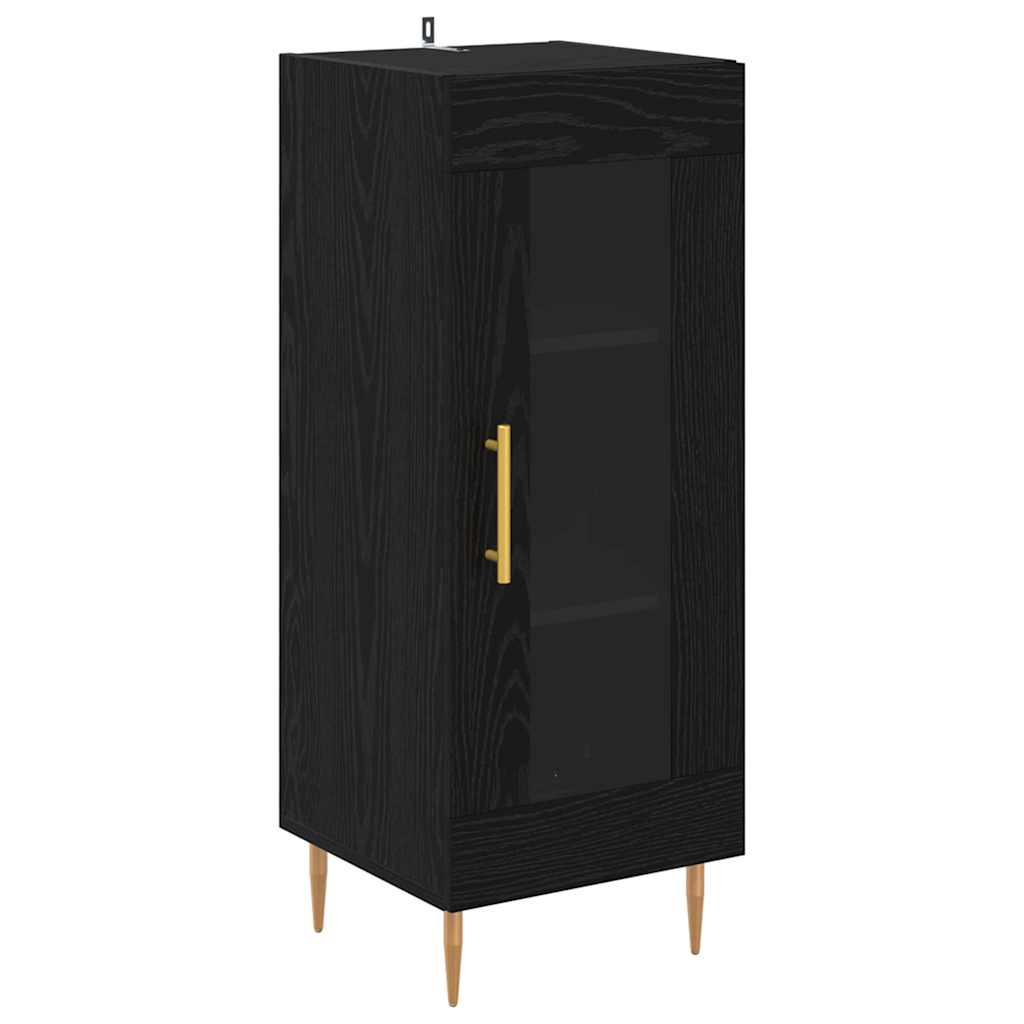 Highboard 2 stk. Schwarz Eichen-Optik 34,5 x 34 x 180 cm