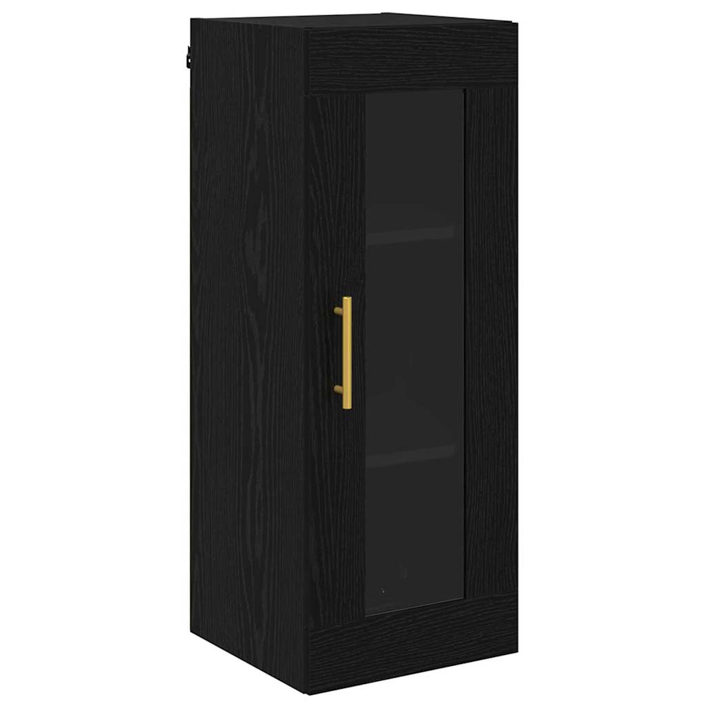 Highboard 2 stk. Schwarz Eichen-Optik 34,5 x 34 x 180 cm