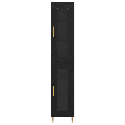 Highboard 2 stk. Schwarz Eichen-Optik 34,5 x 34 x 180 cm