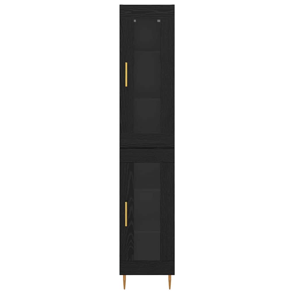 Highboard 2 stk. Schwarz Eichen-Optik 34,5 x 34 x 180 cm