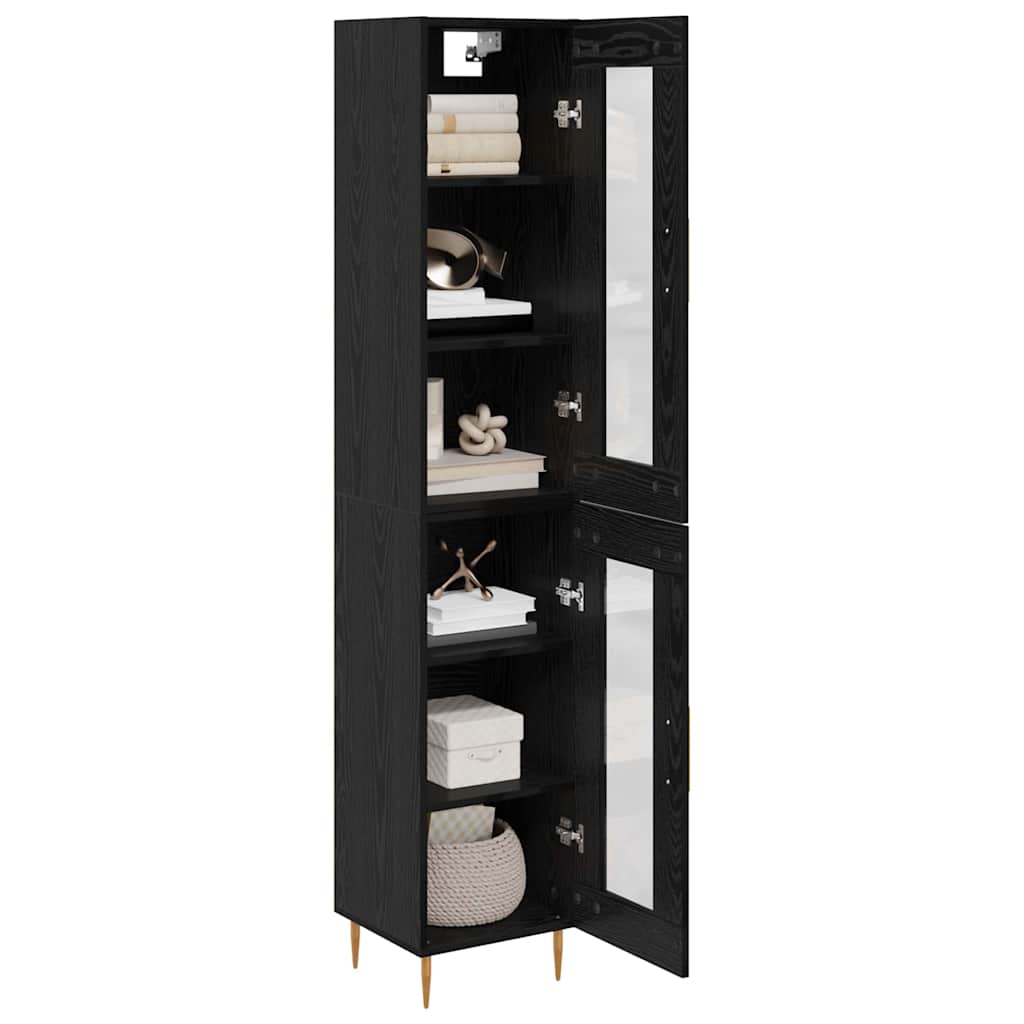 Highboard 2 stk. Schwarz Eichen-Optik 34,5 x 34 x 180 cm
