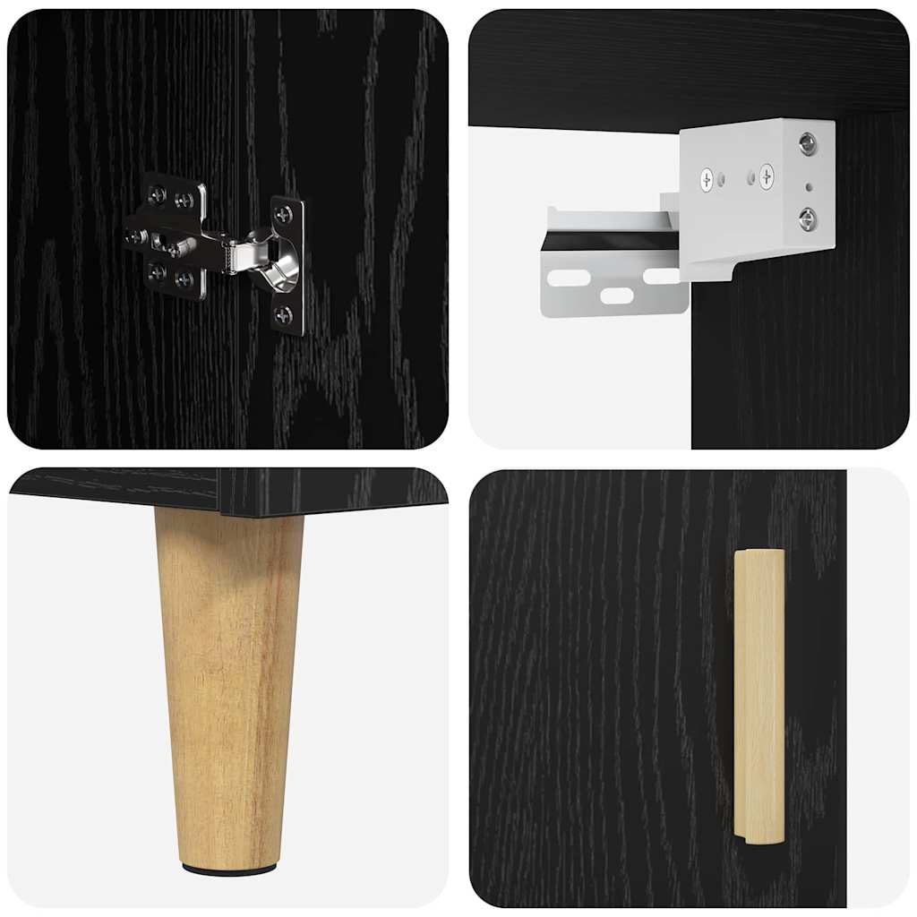Highboard Schwarz Eichen-Optik 69,5 x 34 x 180 cm