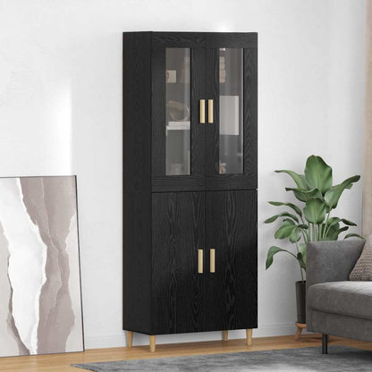 Highboard Schwarz Eichen-Optik 69,5 x 34 x 180 cm