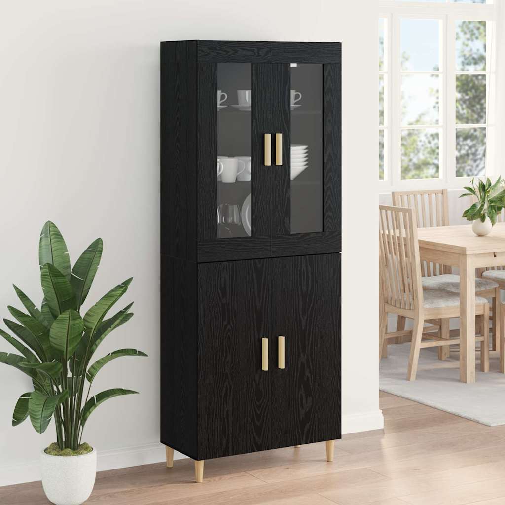 Highboard Schwarz Eichen-Optik 69,5 x 34 x 180 cm