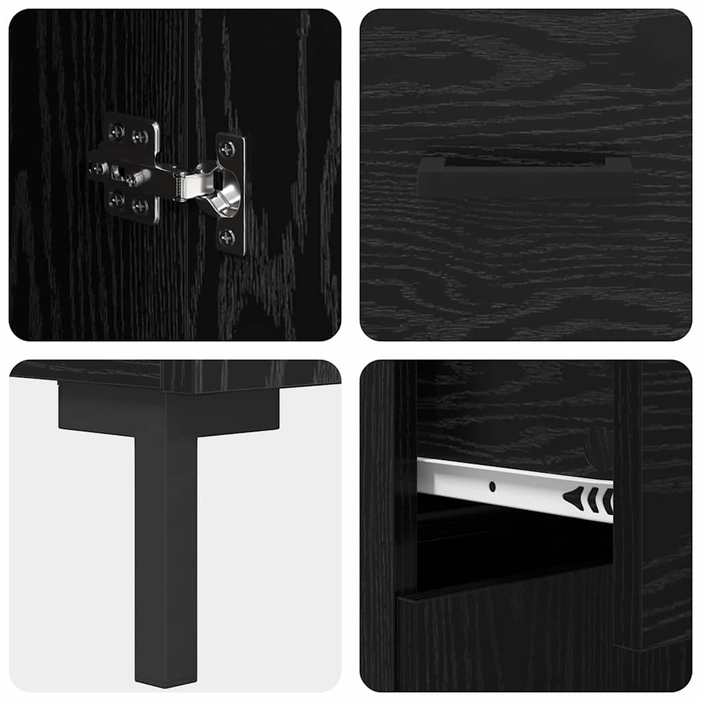 Highboard 2 stk. Schwarz Eichen-Optik 69,5 x 34 x 180 cm