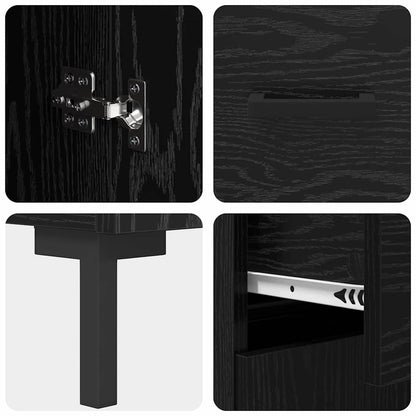 Highboard 2 stk. Schwarz Eichen-Optik 69,5 x 34 x 180 cm