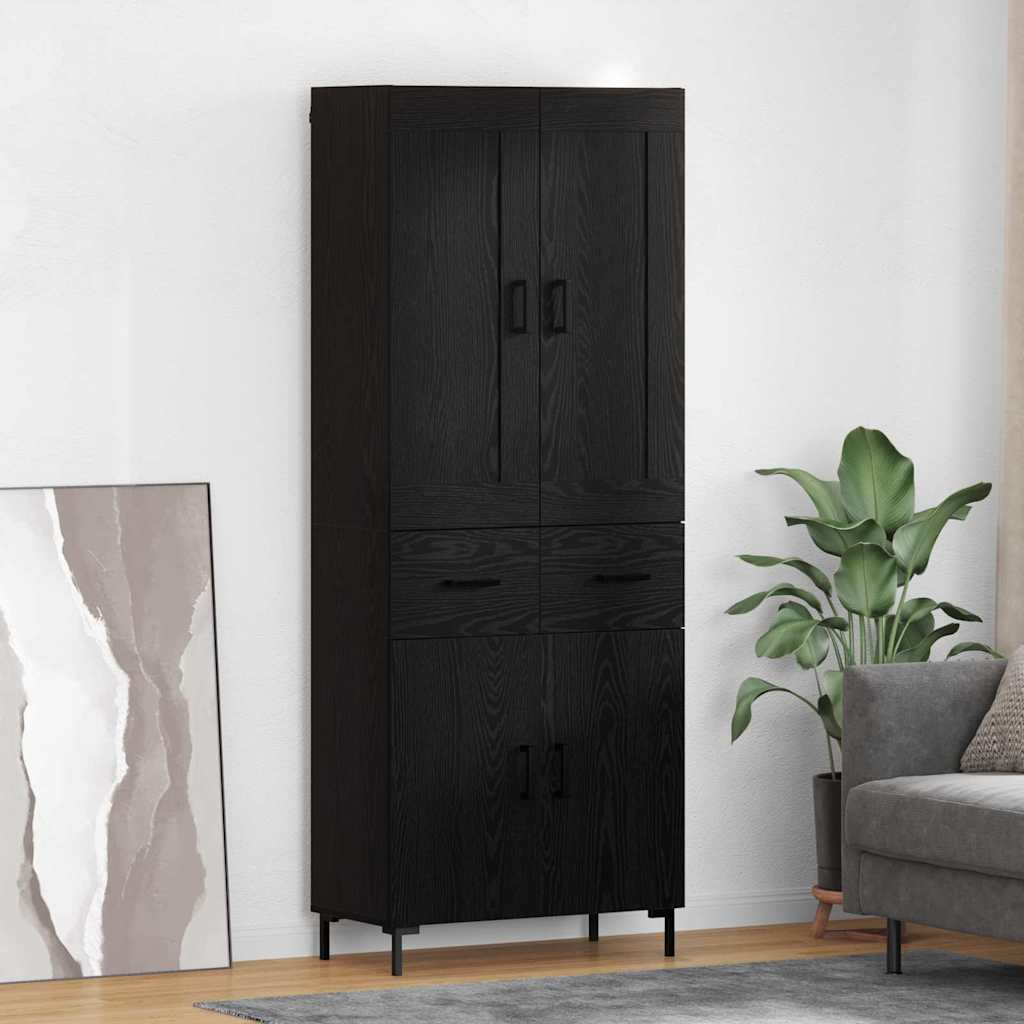 Highboard 2 stk. Schwarz Eichen-Optik 69,5 x 34 x 180 cm