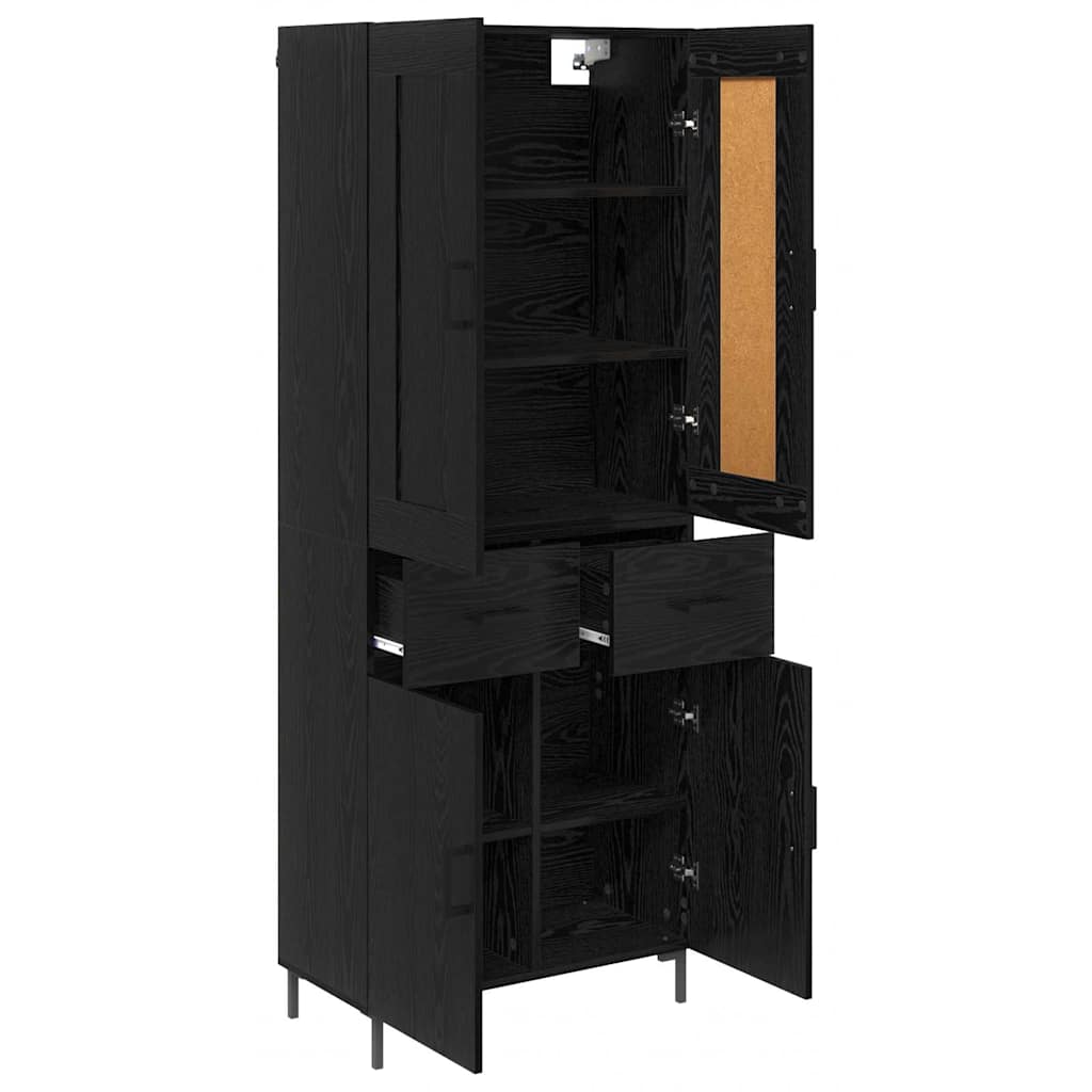 Highboard 2 stk. Schwarz Eichen-Optik 69,5 x 34 x 180 cm