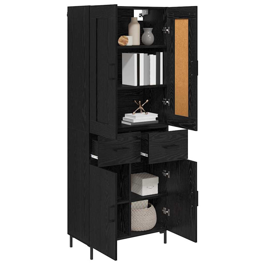 Highboard 2 stk. Schwarz Eichen-Optik 69,5 x 34 x 180 cm