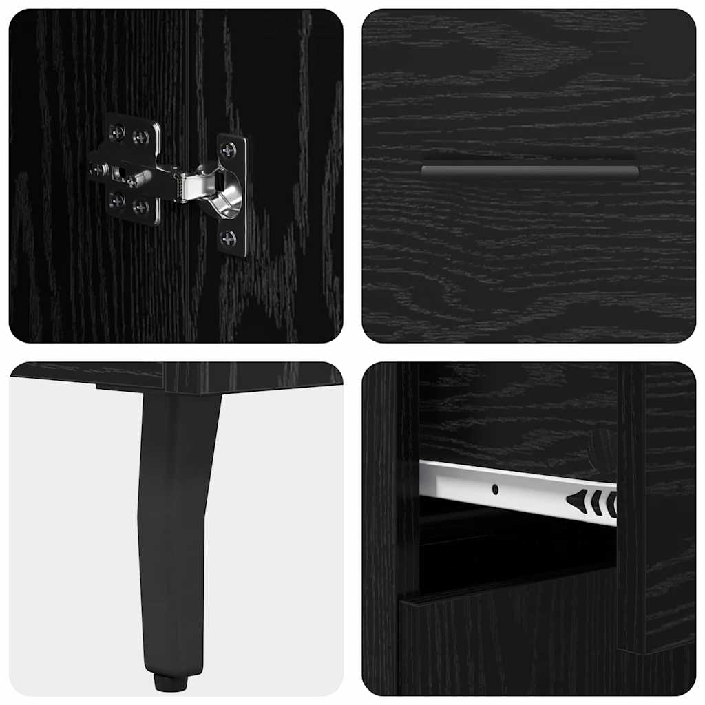 Highboard 2 stk. Schwarz Eichen-Optik 69,5 x 34 x 180 cm