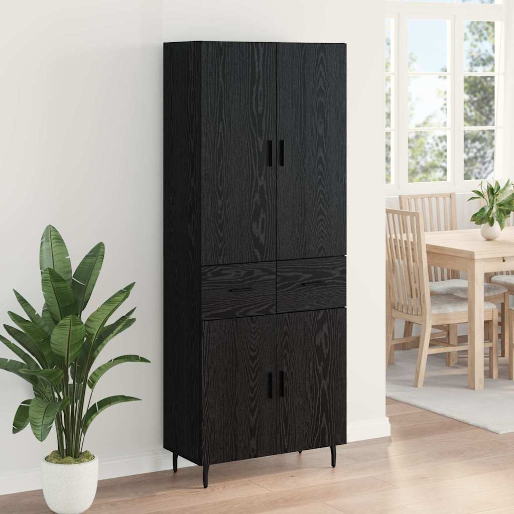 Highboard 2 stk. Schwarz Eichen-Optik 69,5 x 34 x 180 cm