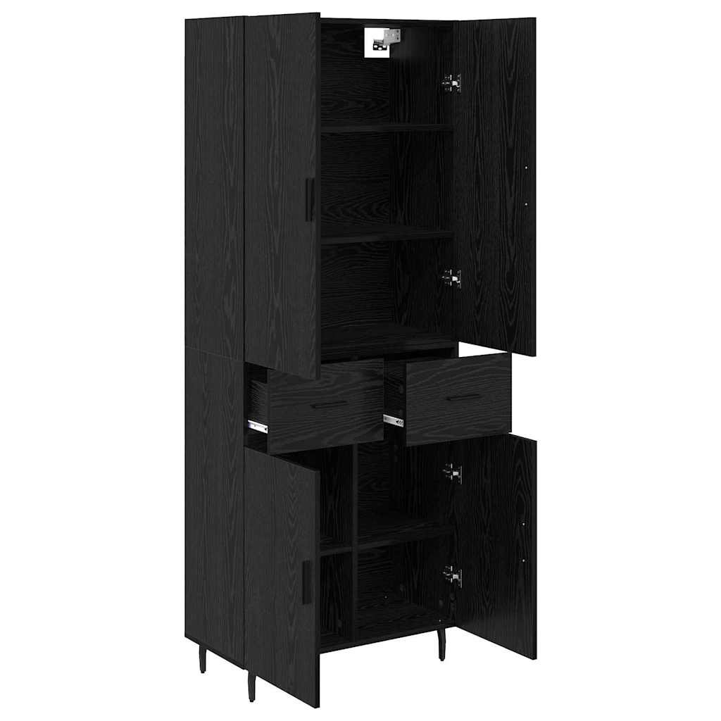 Highboard 2 stk. Schwarz Eichen-Optik 69,5 x 34 x 180 cm
