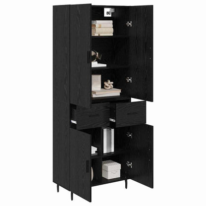 Highboard 2 stk. Schwarz Eichen-Optik 69,5 x 34 x 180 cm