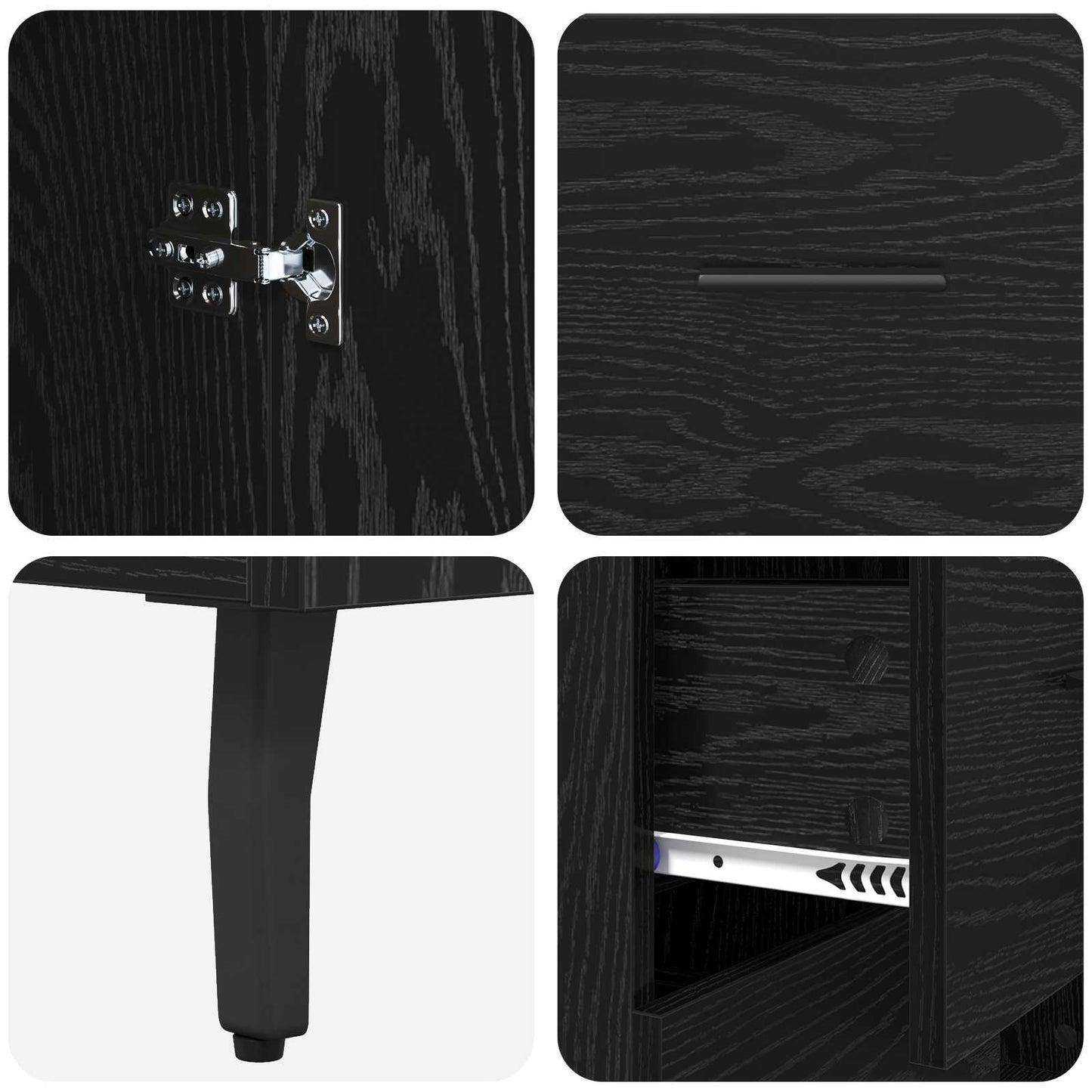 Highboard 2 stk. Schwarz Eichen-Optik 69,5 x 34 x 180 cm