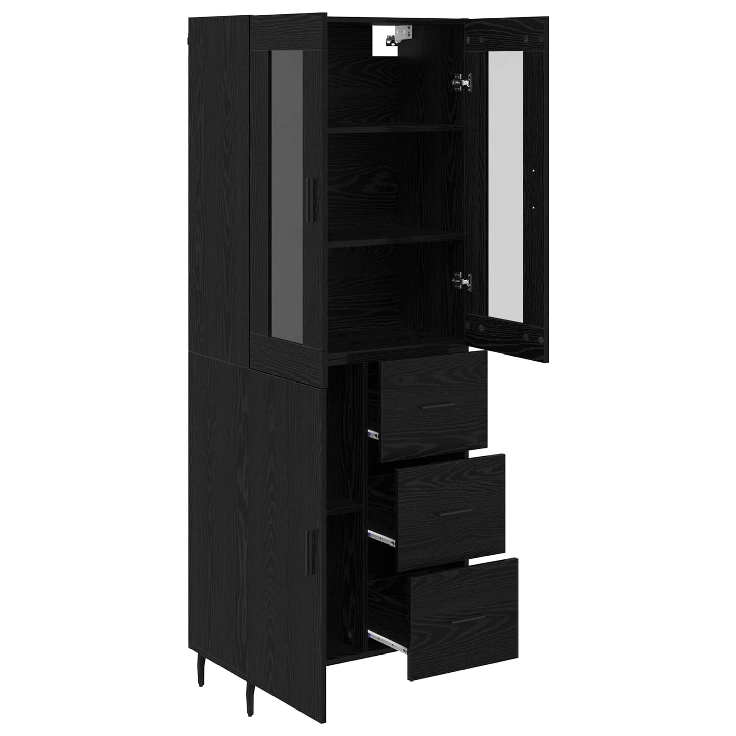 Highboard 2 stk. Schwarz Eichen-Optik 69,5 x 34 x 180 cm