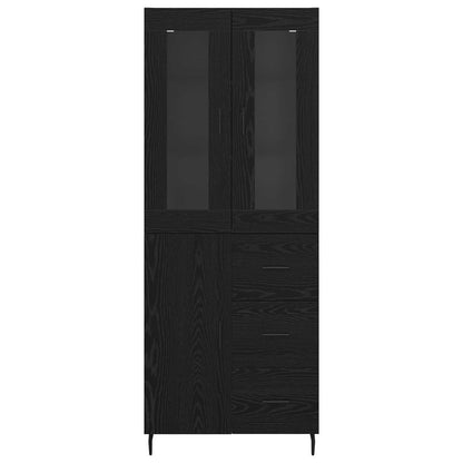 Highboard 2 stk. Schwarz Eichen-Optik 69,5 x 34 x 180 cm