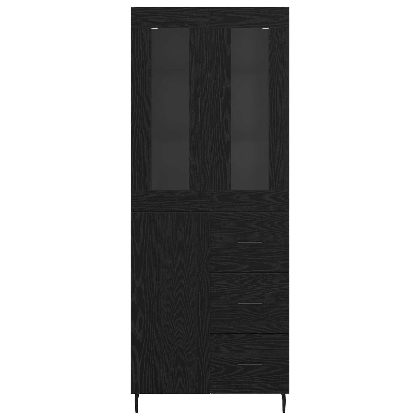 Highboard 2 stk. Schwarz Eichen-Optik 69,5 x 34 x 180 cm