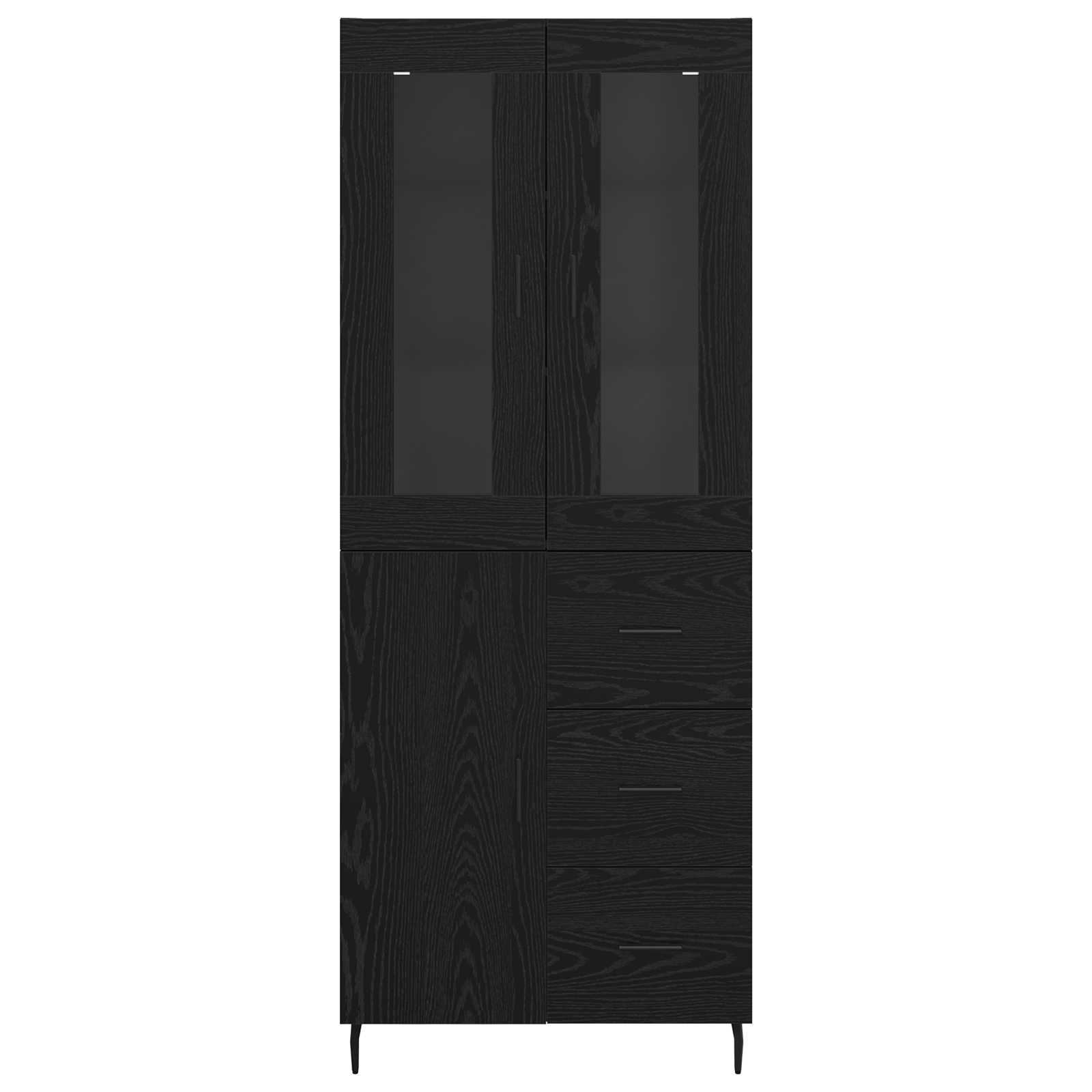 Highboard 2 stk. Schwarz Eichen-Optik 69,5 x 34 x 180 cm