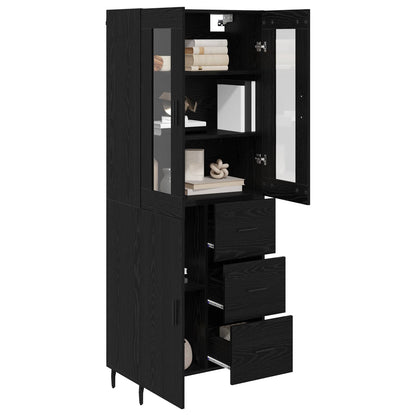 Highboard 2 stk. Schwarz Eichen-Optik 69,5 x 34 x 180 cm