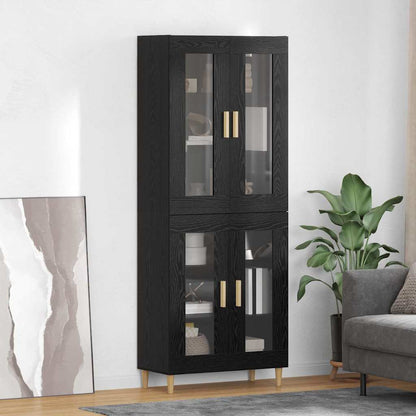 Highboard Schwarz Eichen-Optik 69,5 x 34 x 180 cm Holzwerkstoff