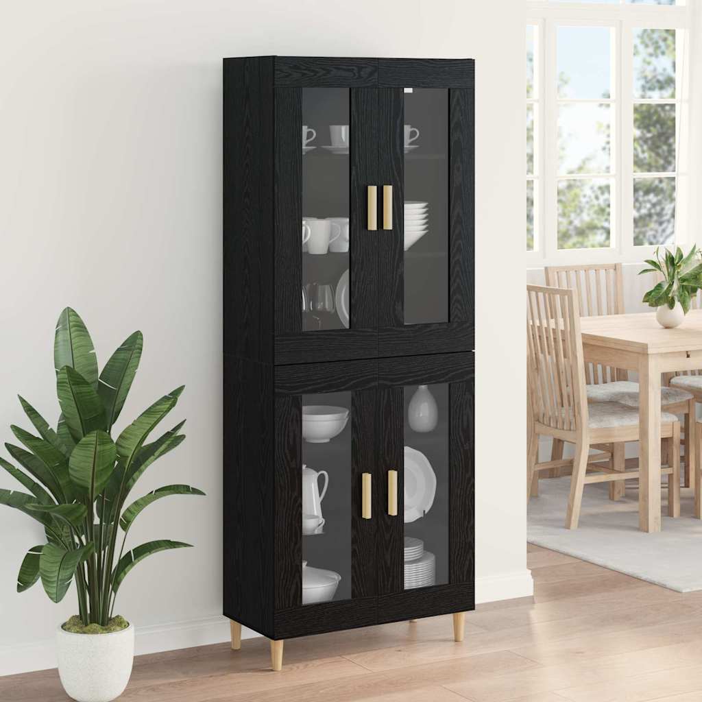 Highboard Schwarz Eichen-Optik 69,5 x 34 x 180 cm Holzwerkstoff