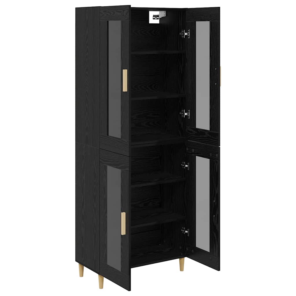 Highboard Schwarz Eichen-Optik 69,5 x 34 x 180 cm Holzwerkstoff
