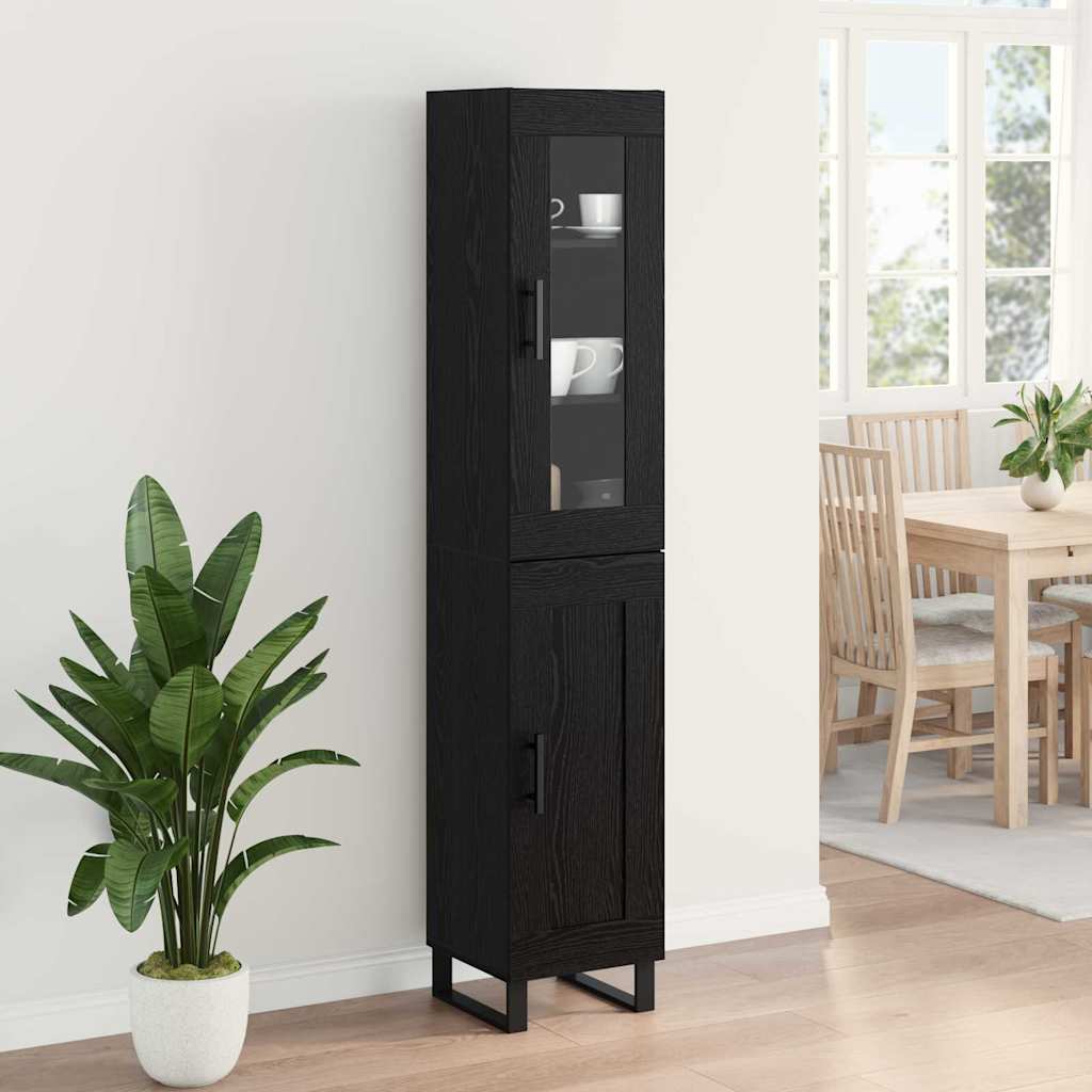 Highboard Schwarz Eichen-Optik 34,5 x 34 x 180 cm Holzwerkstoff