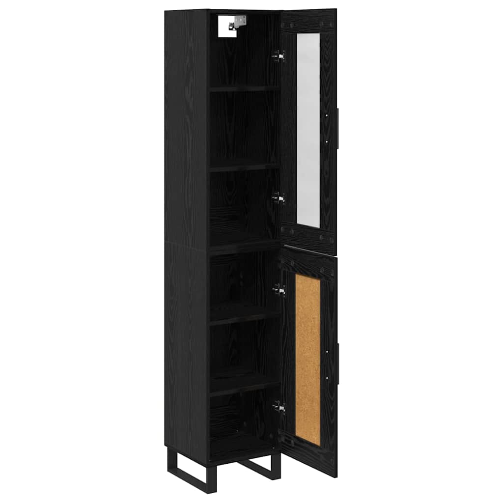 Highboard Schwarz Eichen-Optik 34,5 x 34 x 180 cm Holzwerkstoff