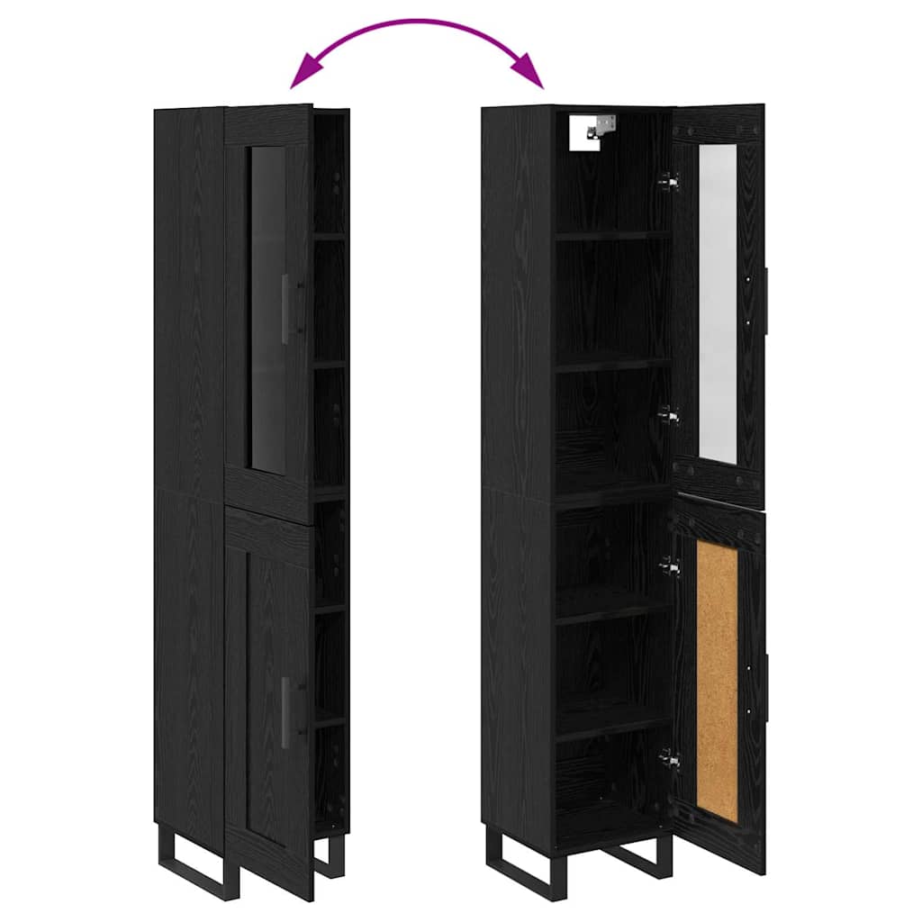 Highboard Schwarz Eichen-Optik 34,5 x 34 x 180 cm Holzwerkstoff