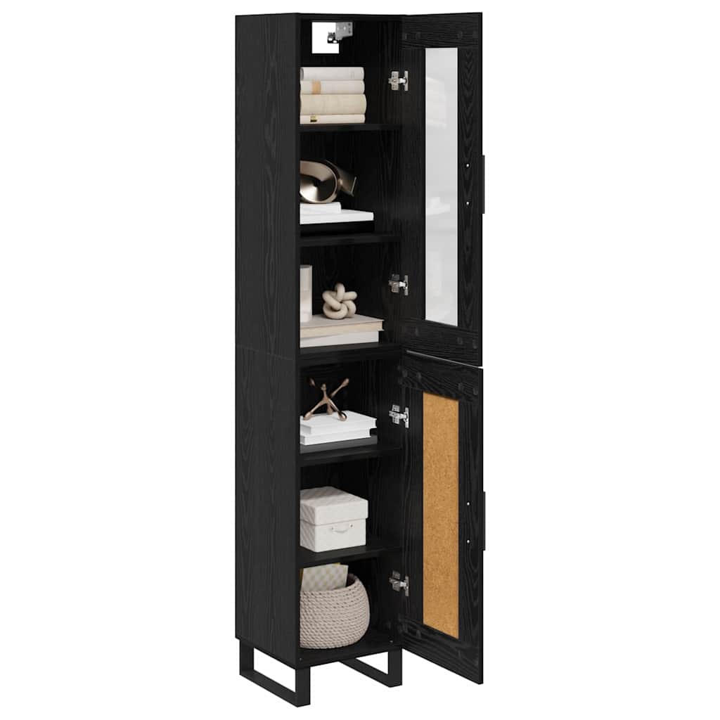Highboard Schwarz Eichen-Optik 34,5 x 34 x 180 cm Holzwerkstoff