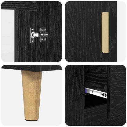 Highboard Schwarz Eichen-Optik 69,5 x 32,5 x 180 cm