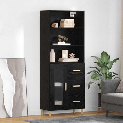 Highboard Schwarz Eichen-Optik 69,5 x 32,5 x 180 cm