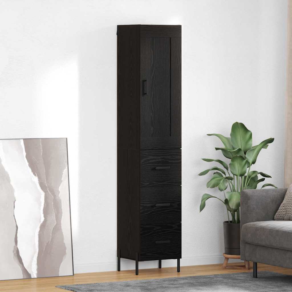 Highboard Schwarz Eichen-Optik 34,5 x 34 x 180 cm Holzwerkstoff