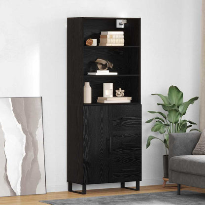 Highboard 2 stk. Schwarz Eichen-Optik 69,5 x 34 x 180 cm