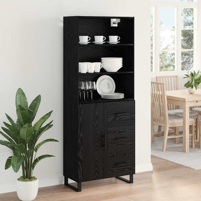 Highboard 2 stk. Schwarz Eichen-Optik 69,5 x 34 x 180 cm