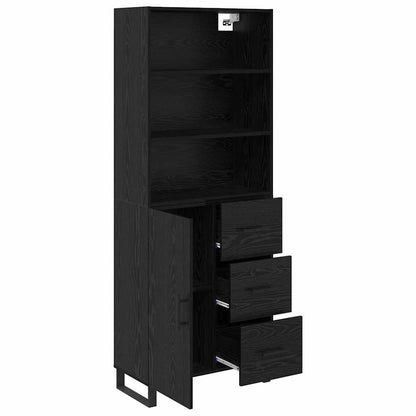 Highboard 2 stk. Schwarz Eichen-Optik 69,5 x 34 x 180 cm