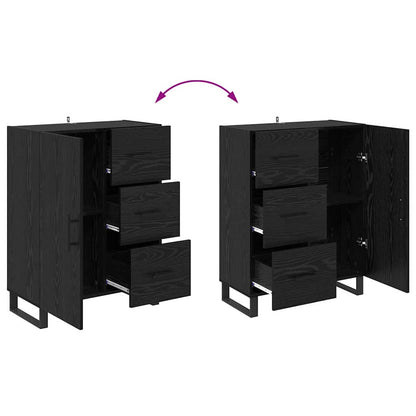 Highboard 2 stk. Schwarz Eichen-Optik 69,5 x 34 x 180 cm