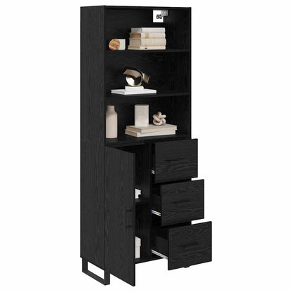 Highboard 2 stk. Schwarz Eichen-Optik 69,5 x 34 x 180 cm