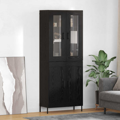 Highboard Schwarz Eichen-Optik 69,5 x 34 x 180 cm Holzwerkstoff