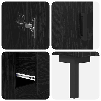 Highboard 2 stk. Schwarz Eichen-Optik 69,5 x 34 x 180 cm