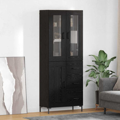 Highboard 2 stk. Schwarz Eichen-Optik 69,5 x 34 x 180 cm