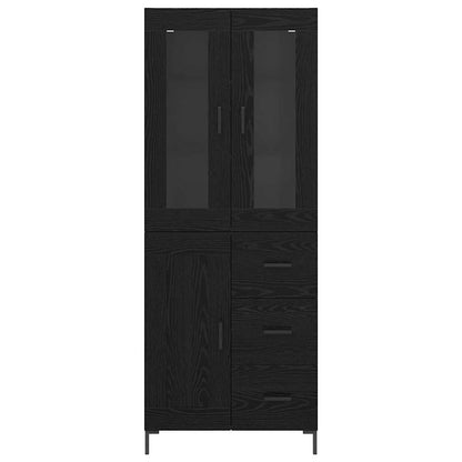 Highboard 2 stk. Schwarz Eichen-Optik 69,5 x 34 x 180 cm