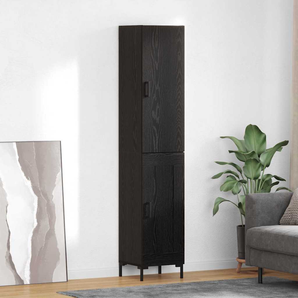 Highboard Schwarz Eichen-Optik 34,5 x 34 x 180 cm Holzwerkstoff